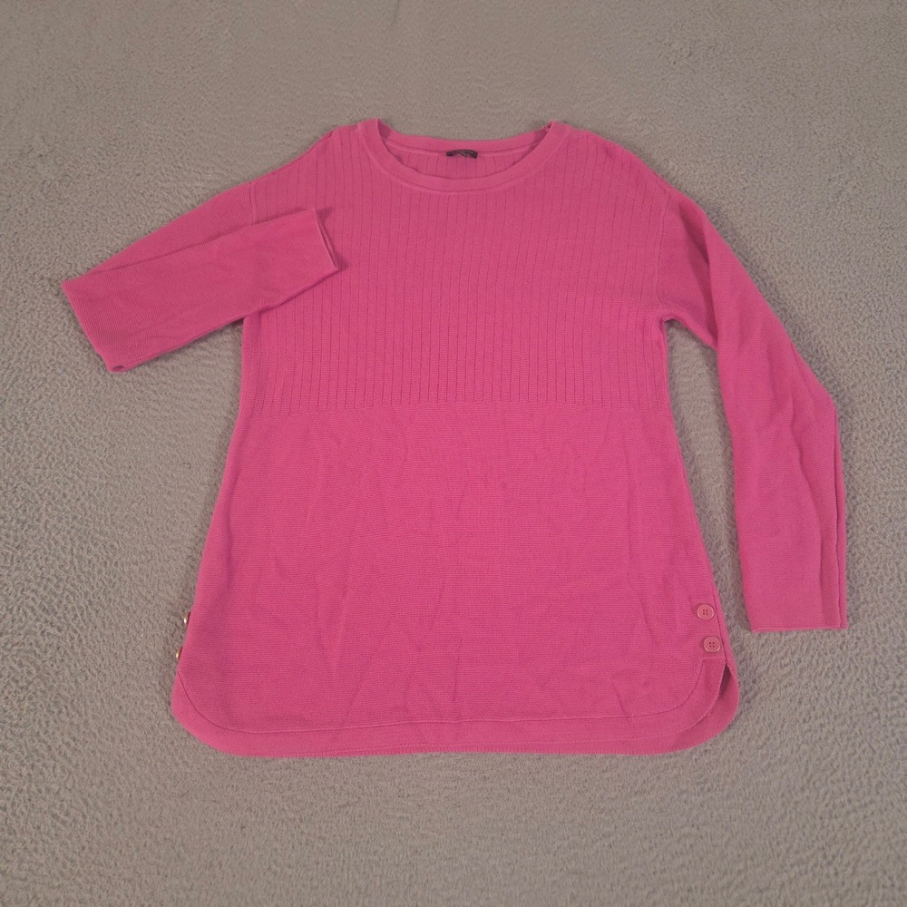Talbots Sweater Womens M Mixed Stitch Tunic Pullover Cotton Blend Buttons NEW